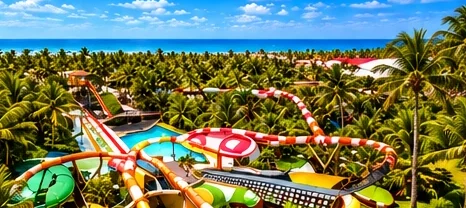 Vista aérea do parque aquático e resort Beach Park.